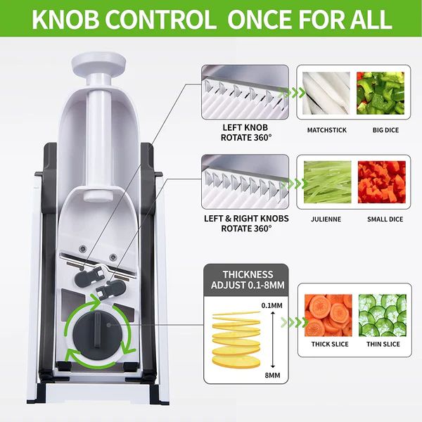 Manual Vegetable Cutter – Ultimate Adjustable Slicer with Safety Lock & Thickness Control - Infinitygallery.store