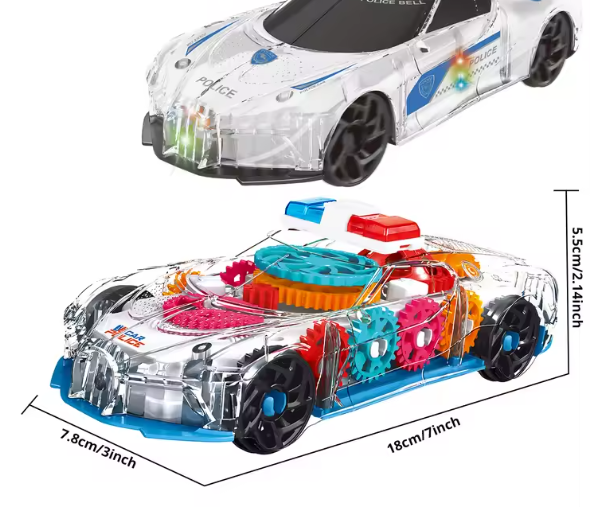 Wanlok – Police Car Toy | Flashing Lights, Music & Rotating Gear Action for Kids