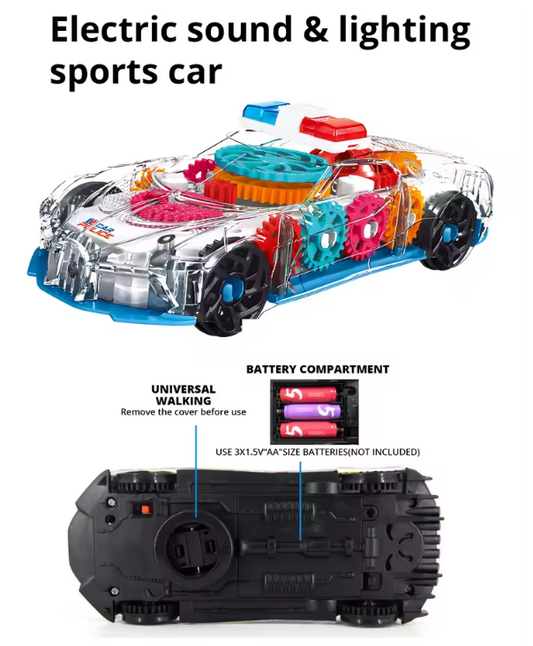 Wanlok – Police Car Toy | Flashing Lights, Music & Rotating Gear Action for Kids