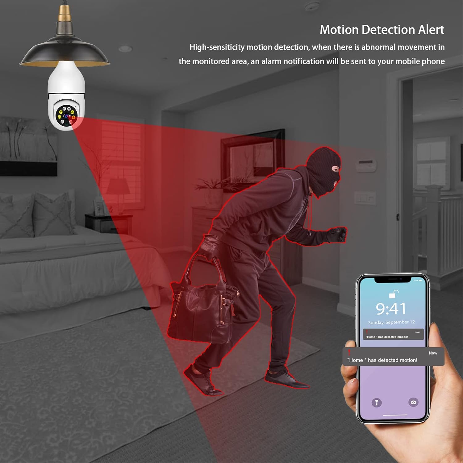 Light Bulb Security Camera – 1080P WiFi Camera with Full Color Night Vision & Motion Alerts - Infinitygallery.store