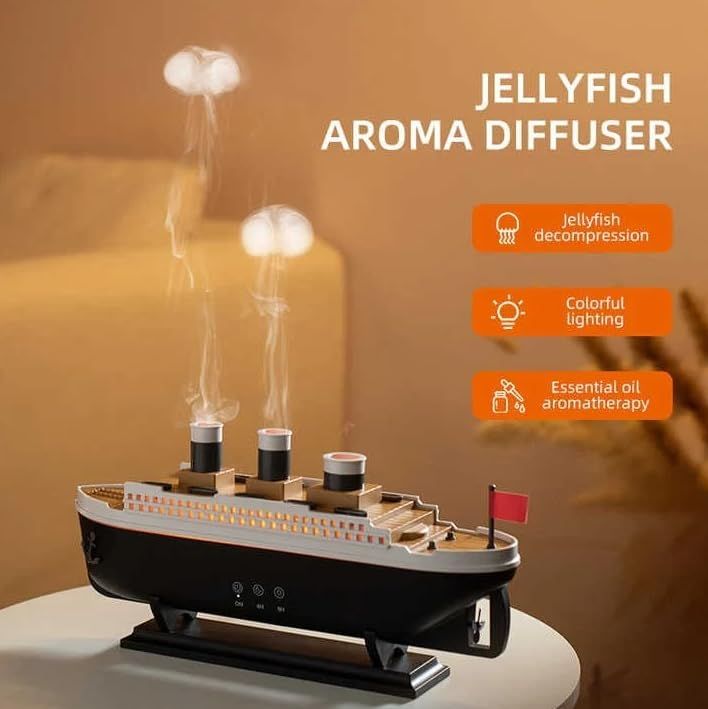 Titanic Steam Ship Humidifier & Essential Oil Diffuser – Aromatherapy Cool Mist with LED Lights - Infinitygallery.store