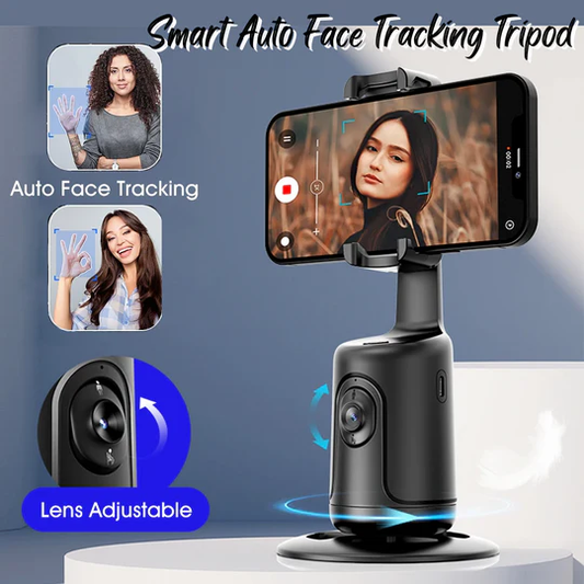 Smart Auto Face Tracking Tripod – AI 360° Motion Sensor, No App Needed, Gesture Control - Infinitygallery.store