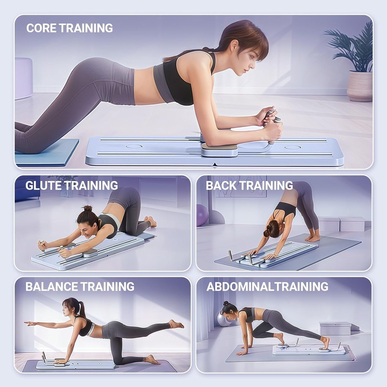 Zojio Pilates Reformer Board – Home Full-Body Fitness & Resistance Band Trainer - Infinitygallery.store