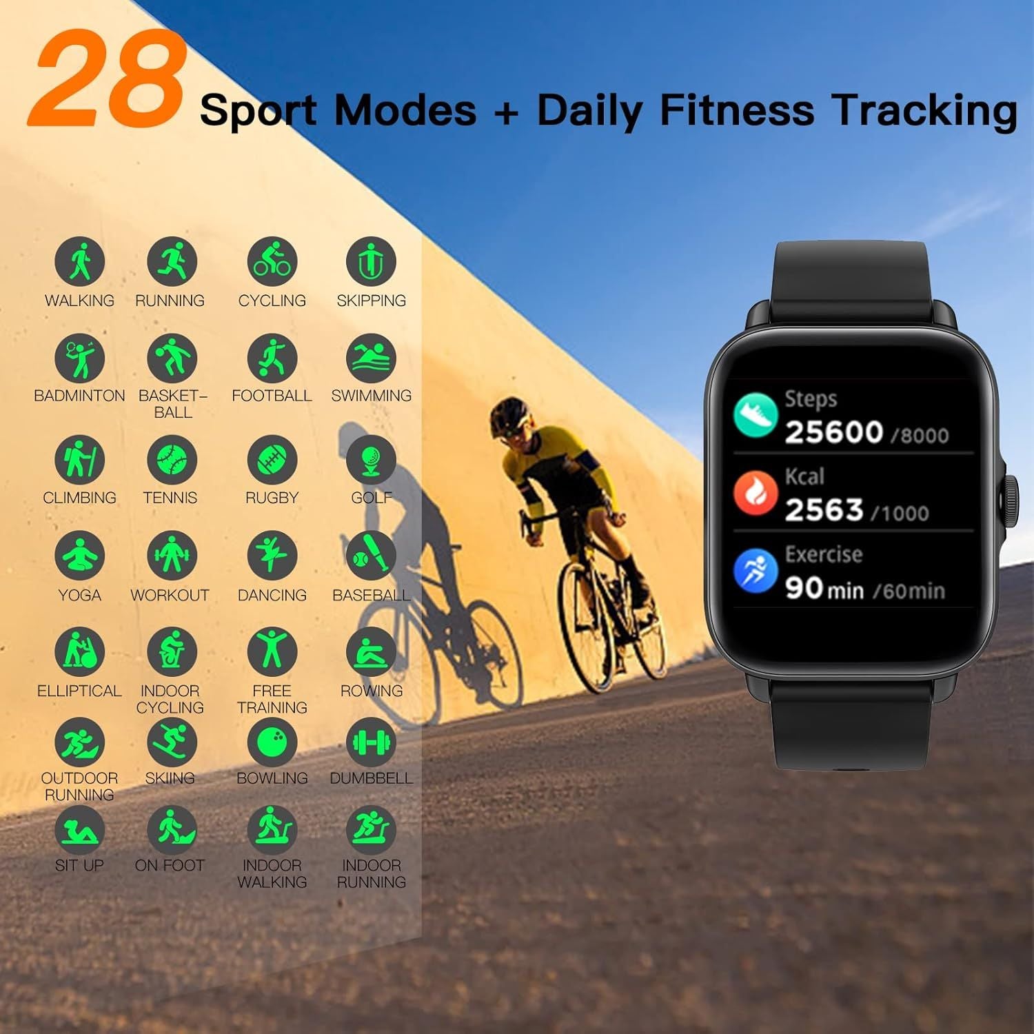 AK96 Smart Watch – Call, Fitness, Sleep & Heart Rate Tracker with 1.7" Full Touch Display | Infinity Gallery - Infinitygallery.store