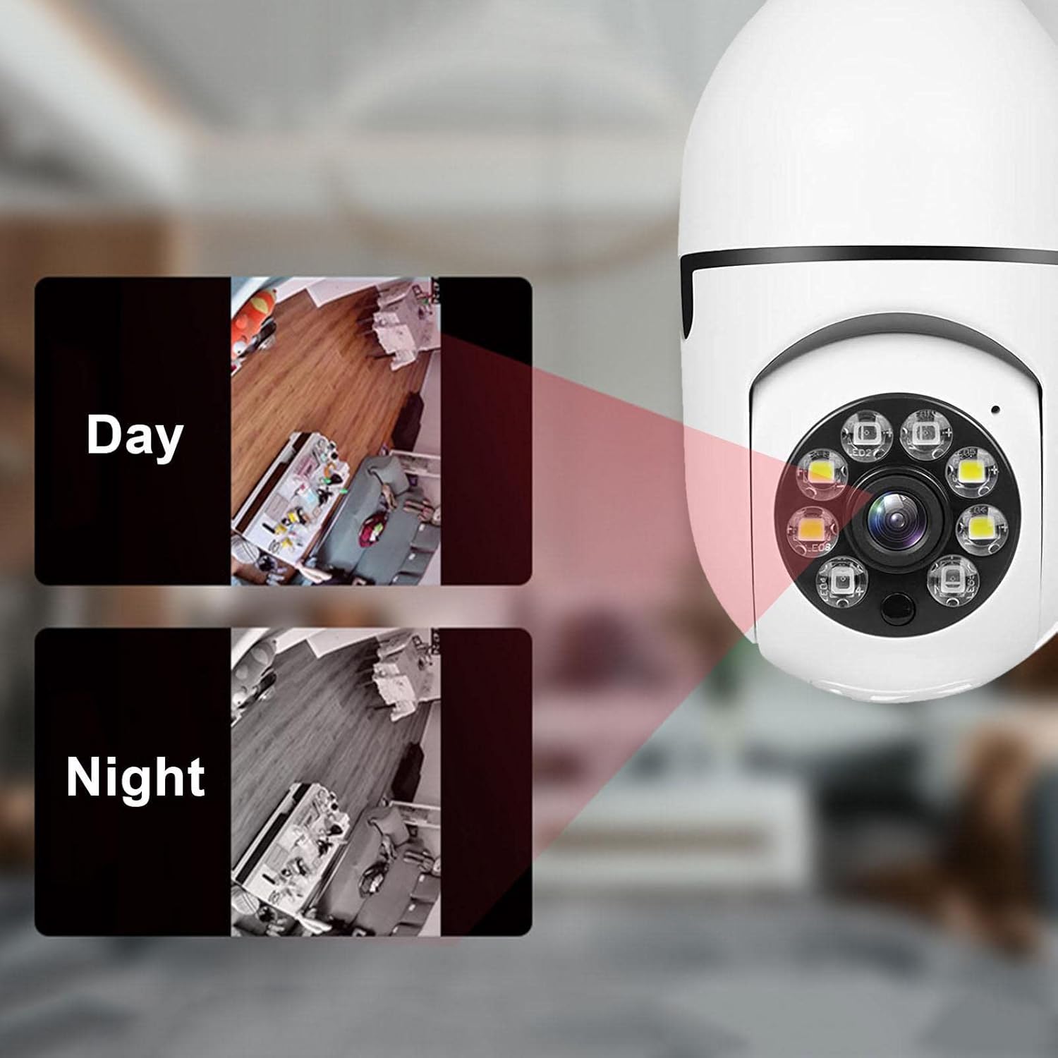 Light Bulb Security Camera – 1080P WiFi Camera with Full Color Night Vision & Motion Alerts - Infinitygallery.store