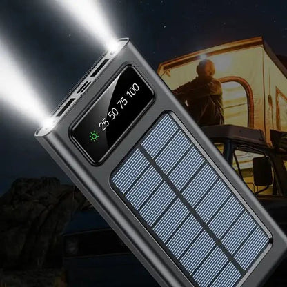 Solar Power Bank 20000mAh – Fast Charging with Built-in Cables & LED Display - Infinitygallery.store