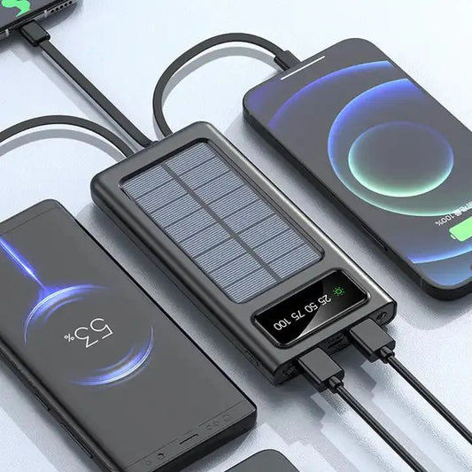 Solar Power Bank 20000mAh – Fast Charging with Built-in Cables & LED Display - Infinitygallery.store