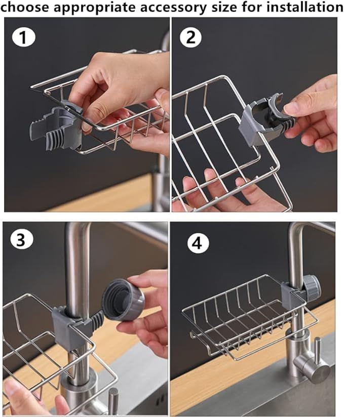 Stainless Steel Faucet Shelf – No-Drill Sink Caddy Organizer for Kitchen & Bathroom - Infinitygallery.store
