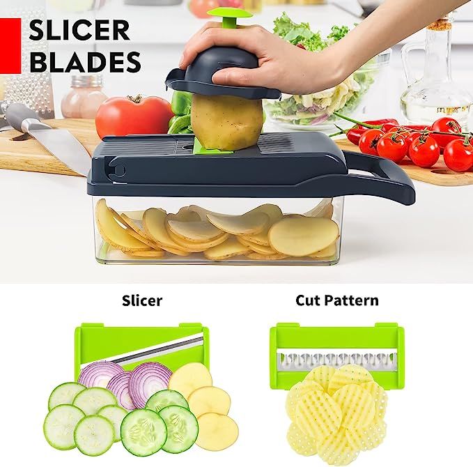 8-in-1 Vegetable Chopper & Slicer – Multifunctional Cutter with Stainless Steel Blades - Infinitygallery.store
