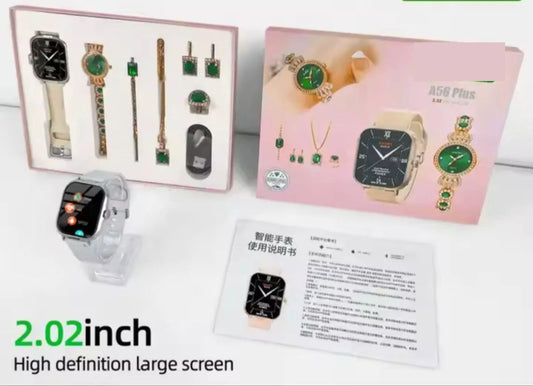 A56 Plus Smart Watch – AMOLED Display | Full Health Suite + Jewelry Gift Set - Infinitygallery.store