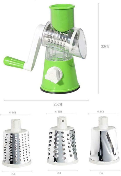 Table Top Drum Grater – Manual Rotary Cheese & Vegetable Shredder with 3 Blades - Infinitygallery.store