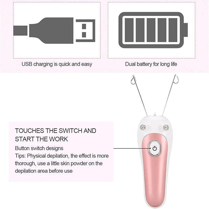 Electric Facial Threading Hair Removal Device – Gentle, Precise, Painless Hair Removal for Upper Lip, Chin & Cheeks - Infinitygallery.store