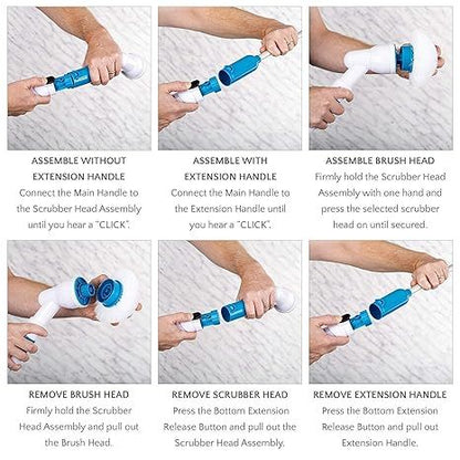 3-in-1 Electric Spin Scrubber Machine – Cordless Power Cleaner with 3 Brush Heads & Extendable Handle - Infinitygallery.store