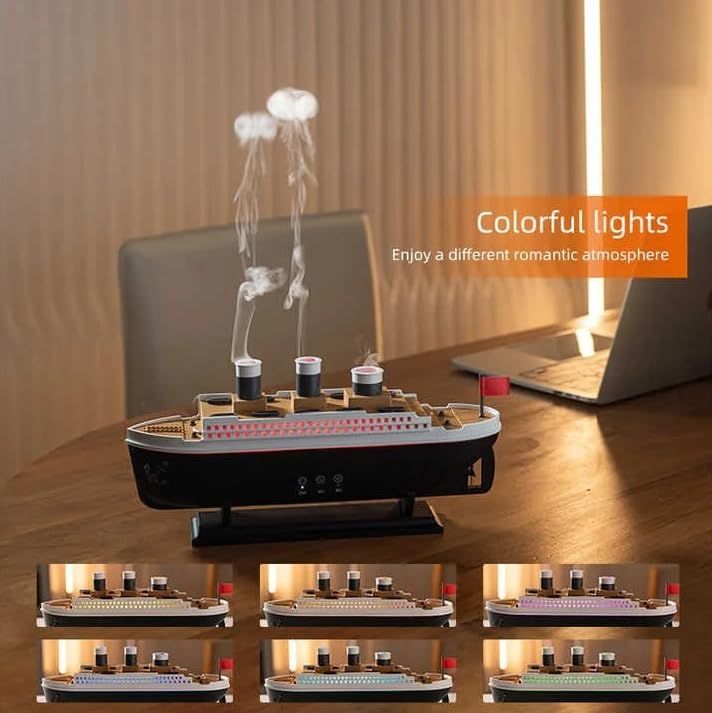 Titanic Steam Ship Humidifier & Essential Oil Diffuser – Aromatherapy Cool Mist with LED Lights - Infinitygallery.store