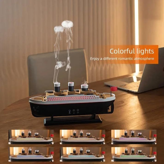 Titanic Steam Ship Humidifier & Essential Oil Diffuser – Aromatherapy Cool Mist with LED Lights - Infinitygallery.store