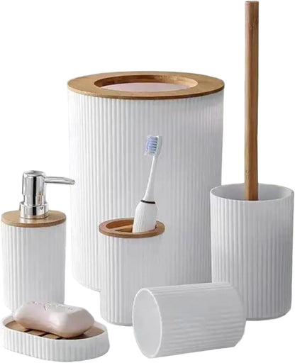 6-Piece Bathroom Accessories Set – Modern Design with Soap Dispenser, Brush & More - Infinitygallery.store