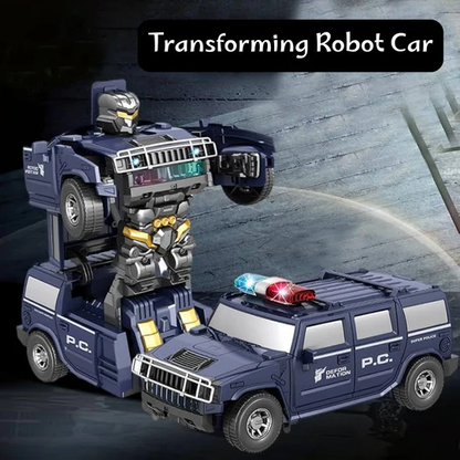 Transforming Robot Car for Kids – 2-in-1 Police Car & Battle Bot Toy with LED Light - Infinitygallery.store