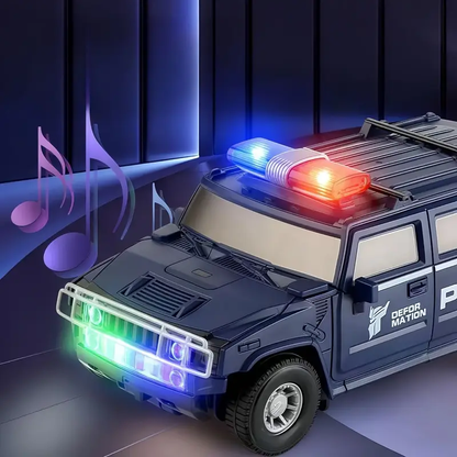 Transforming Robot Car for Kids – 2-in-1 Police Car & Battle Bot Toy with LED Light - Infinitygallery.store