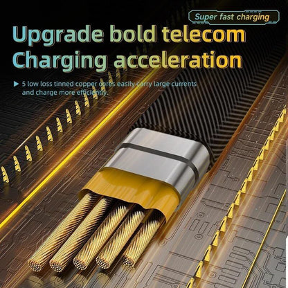 4-in-1 Gold-Plated Car Charging Cable – USB-C & Lightning Fast Charger - Infinitygallery.store