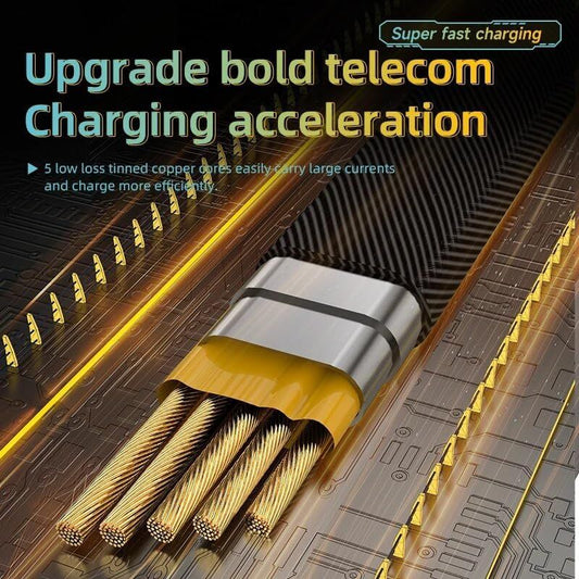 4-in-1 Gold-Plated Car Charging Cable – USB-C & Lightning Fast Charger - Infinitygallery.store