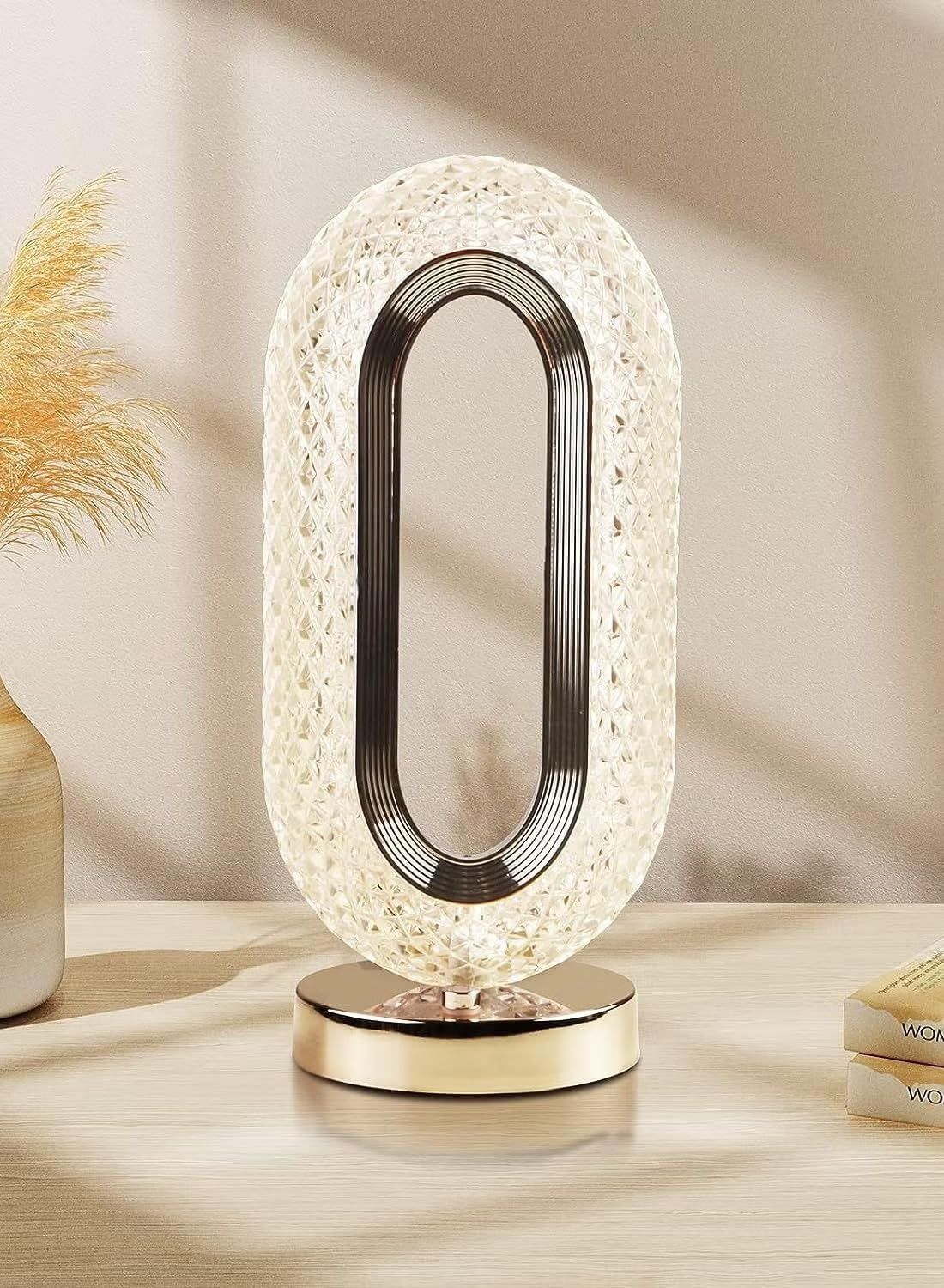 Crystal USB Touch Lamp – Rechargeable 3-Color LED Diamond Light for Bedroom & Decor - Infinitygallery.store
