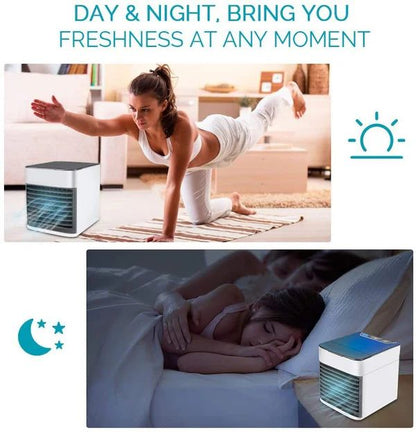 3-in-1 Mini Air Conditioning Fan – Portable Air Cooler, Humidifier & Purifier with LED Lights - Infinitygallery.store