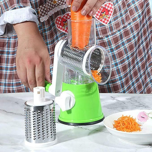 Table Top Drum Grater – Manual Rotary Cheese & Vegetable Shredder with 3 Blades - Infinitygallery.store