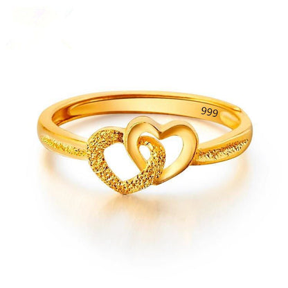 Gold Plated Retro Heart Ring – Adjustable Vintage Open Band - Infinitygallery.store