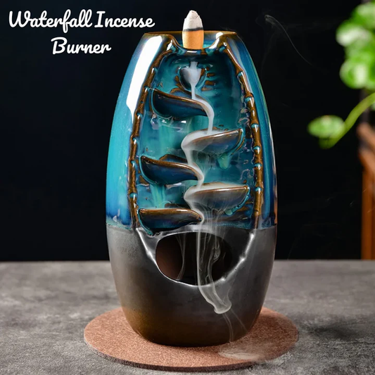 Waterfall Backflow Incense Burner – Ceramic Aromatherapy Holder with 10 Cones & 7 Fragrances - Infinitygallery.store