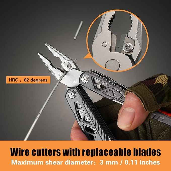 Upgraded 18-in-1 Stainless Steel Multitool with Adjustable Wrench & Wire Cutter
