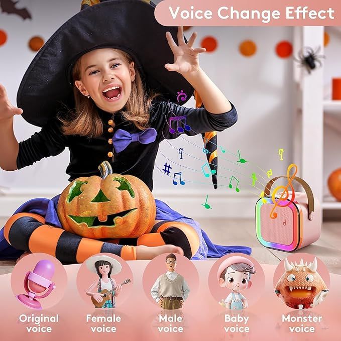 Portable Karaoke Sound System with 2 Wireless Microphones – Bluetooth Speaker with LED Lights & Voice Effects - Infinitygallery.store