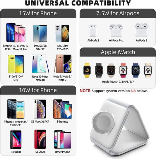3-in-1 Wireless Charging Station – Foldable Fast Charger for iPhone, Apple Watch & AirPods - Infinitygallery.store