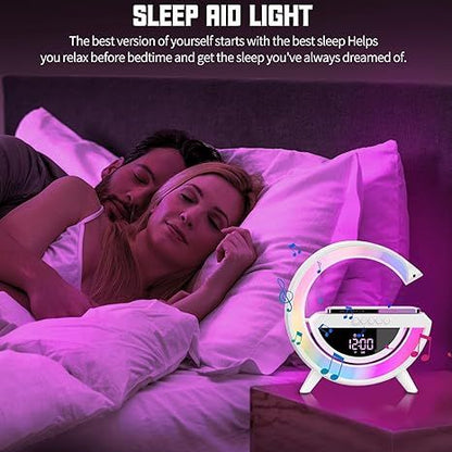 Digital LED Wireless Charger Speaker – 15W Fast Charging with Ambient Lights & Bluetooth Audio - Infinitygallery.store