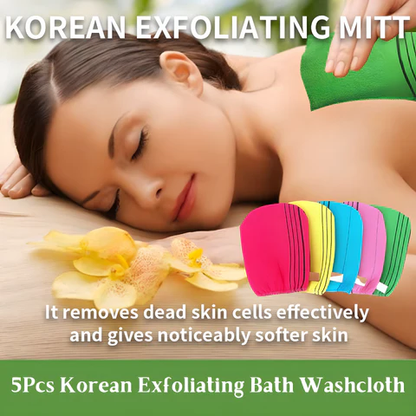 5Pcs Korean Exfoliating Bath Washcloth – Dead Skin Remover Gloves - Infinitygallery.store