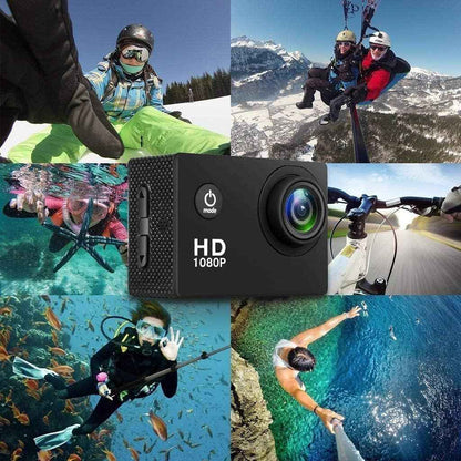 Waterproof 1080P HD Sports Action Camera with Wide-Angle Lens & Accessories