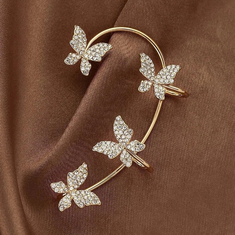 Butterfly Earrings Ear Cuffs – No Piercing Needed, Silver Zircon Design - Infinitygallery.store