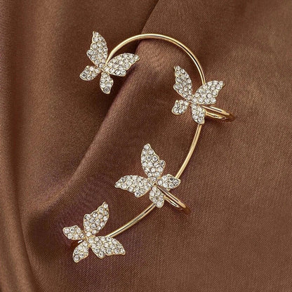 Butterfly Earrings Ear Cuffs – No Piercing Needed, Silver Zircon Design - Infinitygallery.store
