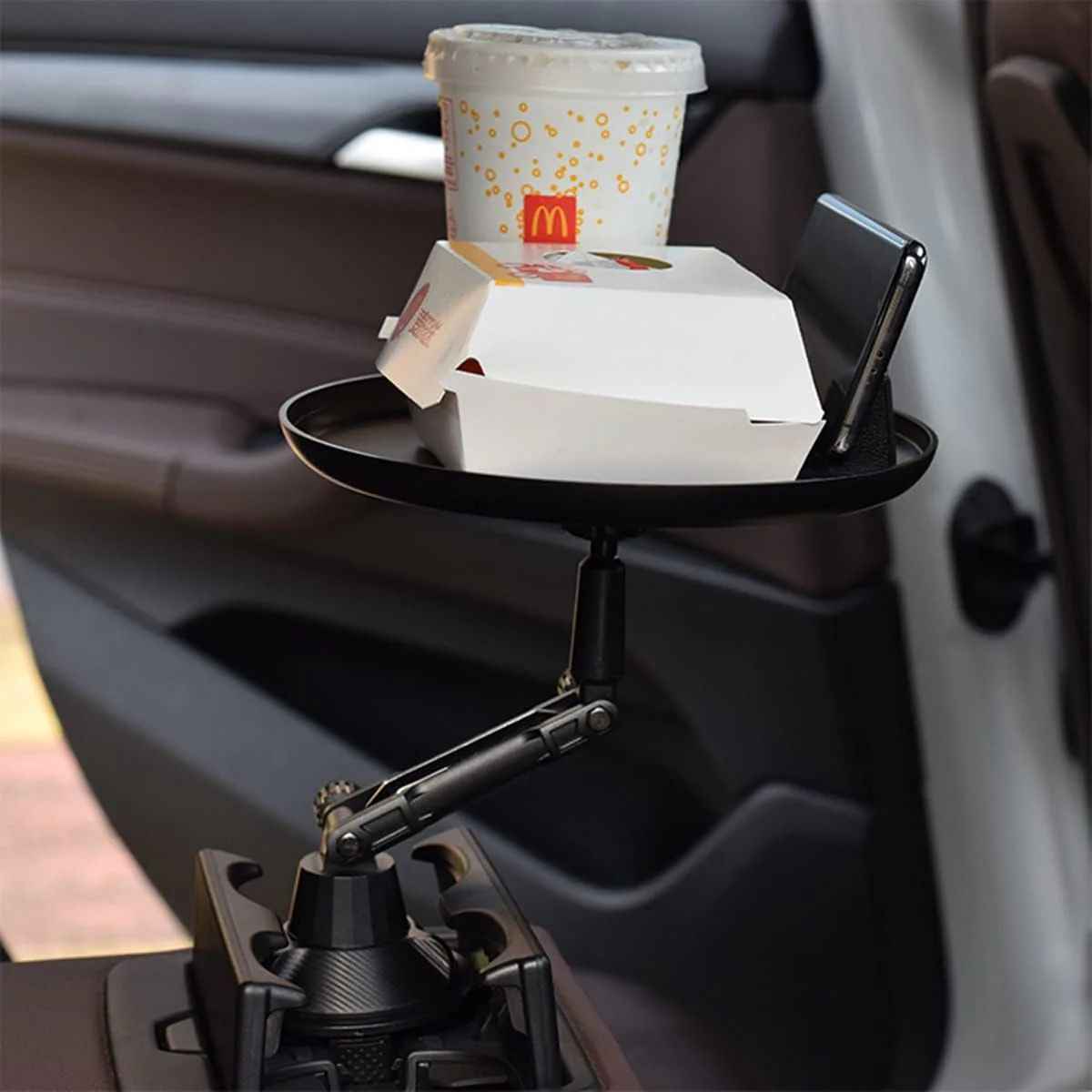3-in-1 Car Cup Holder Food Tray with Swivel Design & Phone Mount | Infinity Gallery