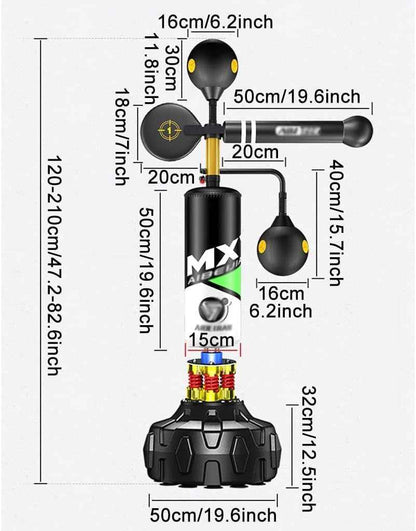 Adjustable Speed Boxing Reflex Trainer with Spinning Bar & Punching Bag – Freestanding All-in-One Kit | Infinity Gallery