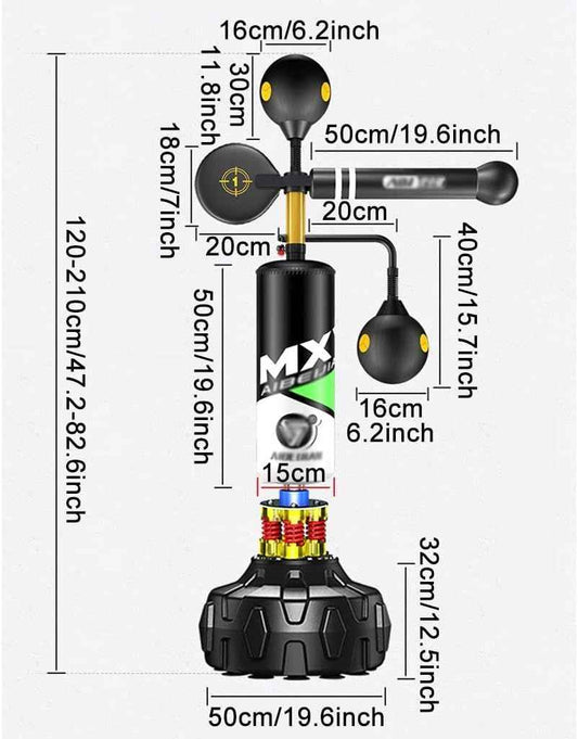 Adjustable Speed Boxing Reflex Trainer with Spinning Bar & Punching Bag – Freestanding All-in-One Kit | Infinity Gallery