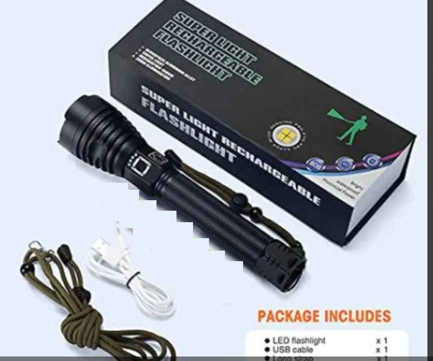 P90 LED Rechargeable Laser Flashlight – Waterproof, Ultra-Bright & Durable Torch