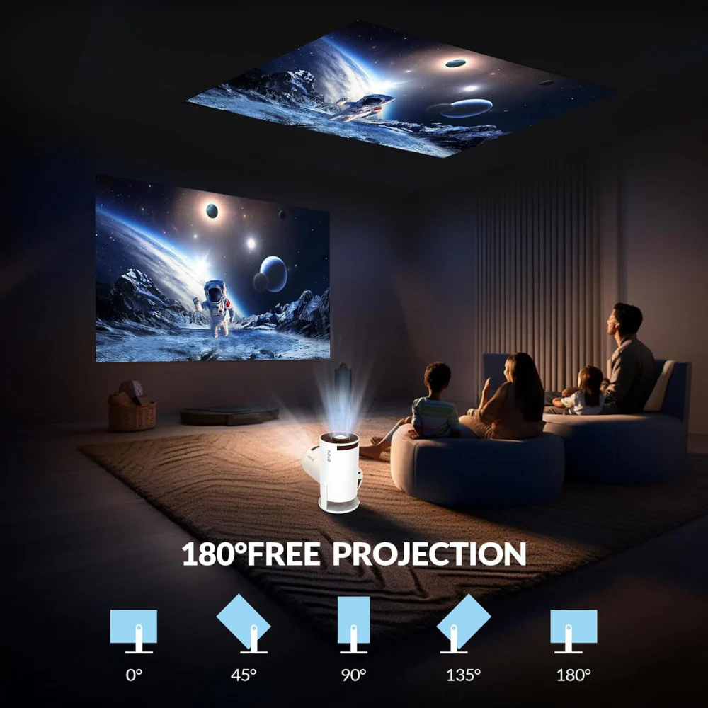 Mini Smart Projector – Portable Cinema with 5G WiFi, Android 11 & 130” Display - Infinitygallery.store