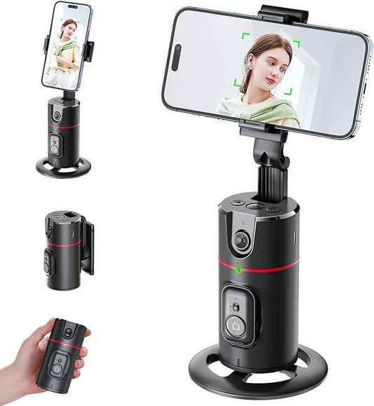 Auto Face Tracking Tripod – 360° Smart Motion Tracker with Remote, Gesture Control & Rechargeable Battery (No App Needed)