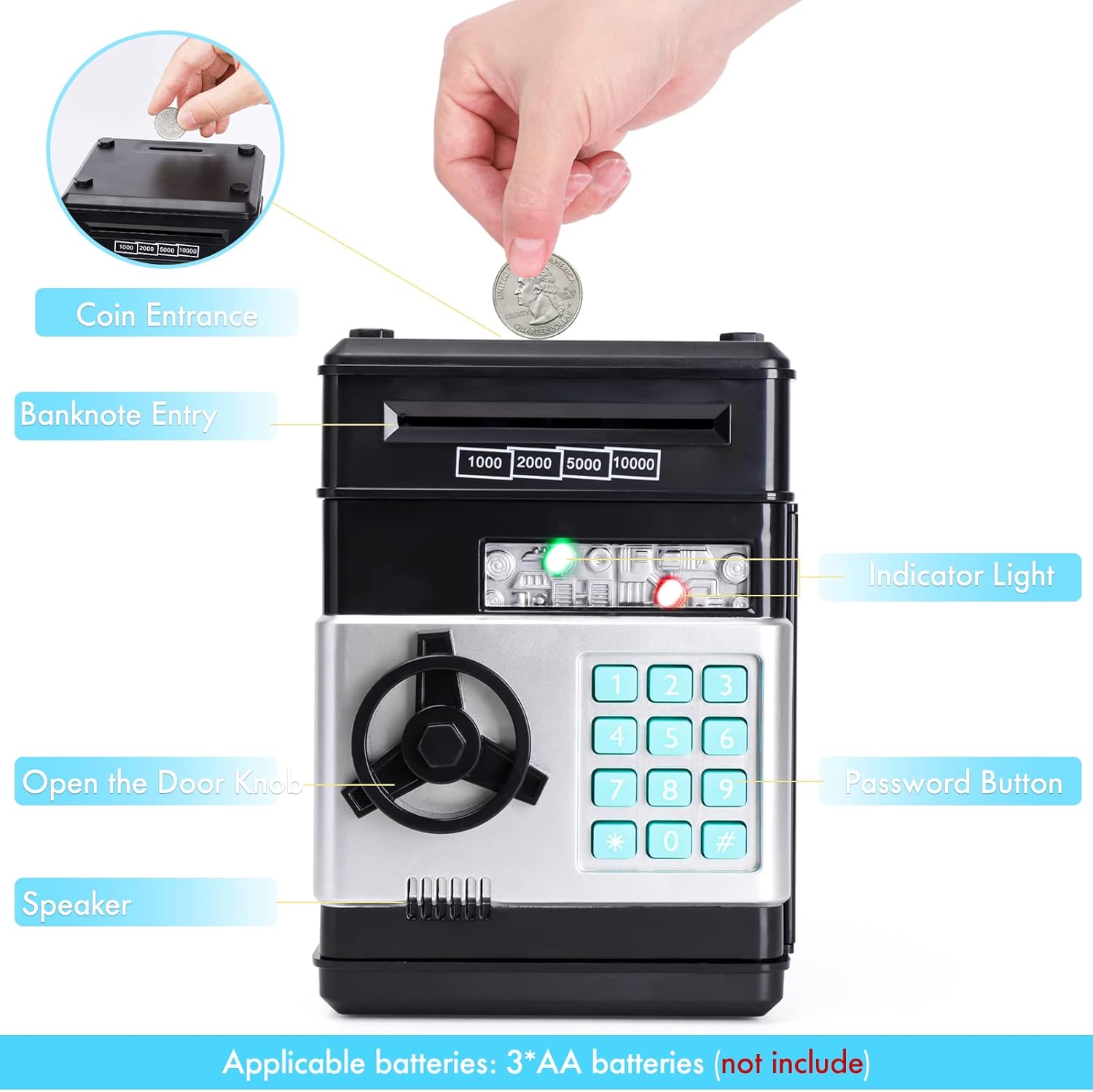 Electric Piggy Bank for Kids – Automatic Money Eating ATM Toy | Password Lock & Coin Slot Savings Bank - Infinitygallery.store