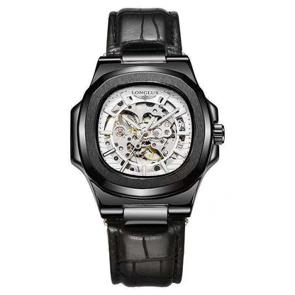 Barrel-Shaped Leather Strap Waterproof Mechanical Men’s Watch | Infinity Gallery - Infinitygallery.store