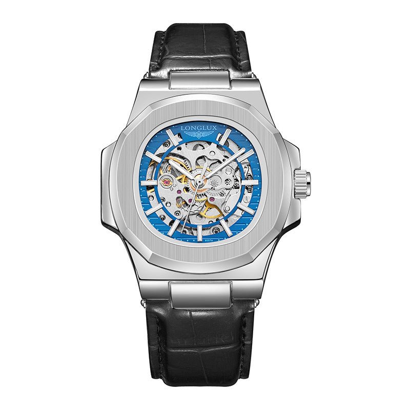 Barrel-Shaped Leather Strap Waterproof Mechanical Men’s Watch | Infinity Gallery - Infinitygallery.store