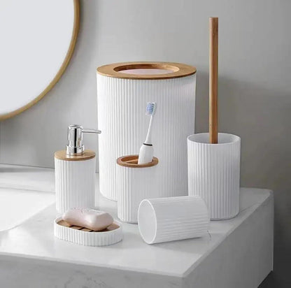 6-Piece Bathroom Accessories Set – Modern Design with Soap Dispenser, Brush & More - Infinitygallery.store