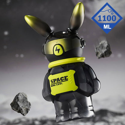 Bunny Robo Water Bottle – 1100ML Leakproof Kids Sipper with Straw & Sling Strap - Infinitygallery.store