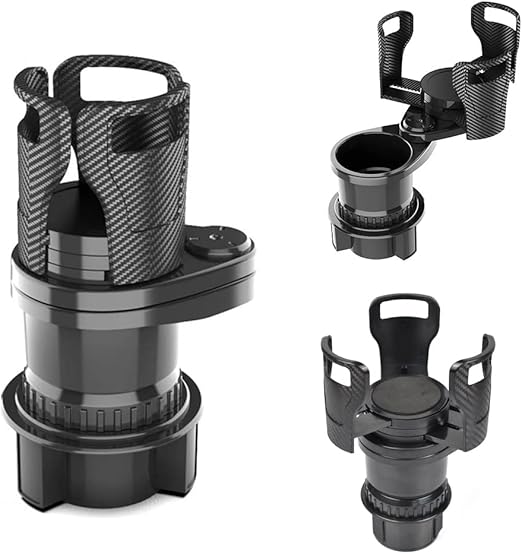 2-in-1 Car Cup Holder Expander – Dual Drink & Snack Holder with 360° Rotation