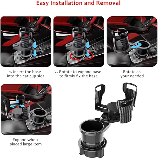 2-in-1 Car Cup Holder Expander – Dual Drink & Snack Holder with 360° Rotation